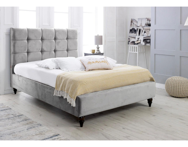 Stella Bed Frame | Modern Panels with Wooden Legs  | Sloomy