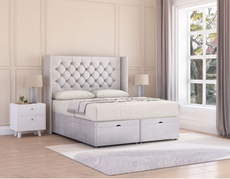Dior Ottoman Storage Bed | Winged Chesterfield Style | Sloomy