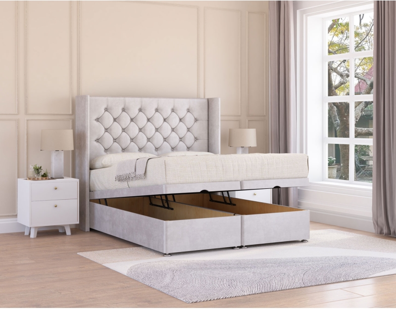 Dior Ottoman Storage Bed | Winged Chesterfield Style | Sloomy