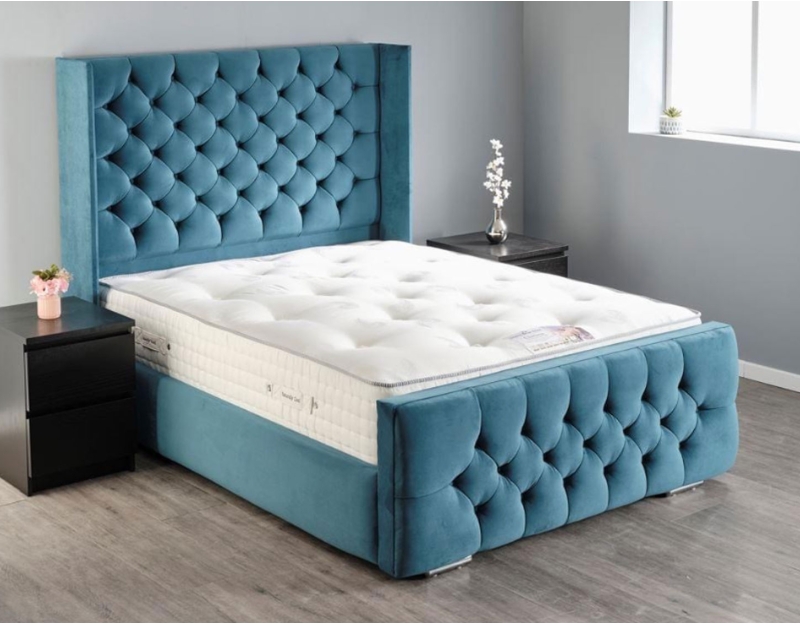 Monte Carlo Bed Frame | Chesterfield Style, Winged Headboard