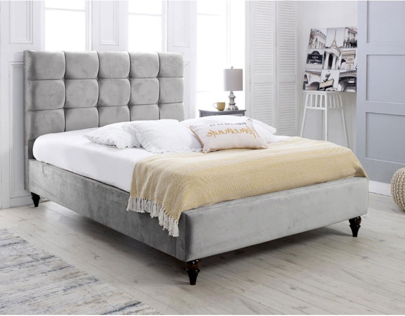 Stella Bed Frame | Modern Panels with Wooden Legs  | Sloomy