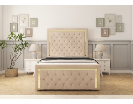 Sofia Gold Bed Frame – Stylish Bed with Storage Options