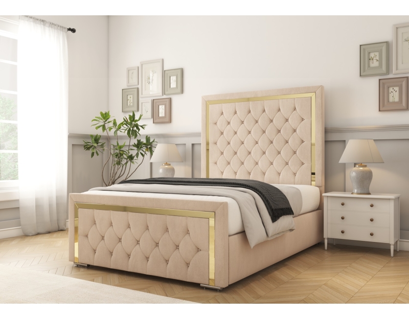 Sofia Gold Bed Frame – Stylish Bed with Storage Options
