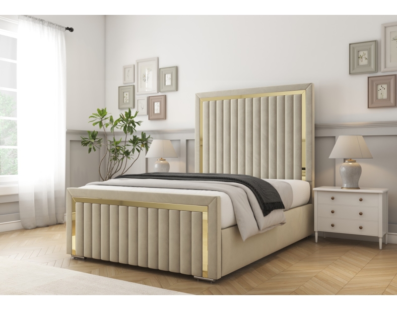 Boston Gold Bed Frame – Stylish Bed with Storage Options